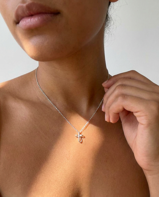 Ribbon Cross Pendant Necklace