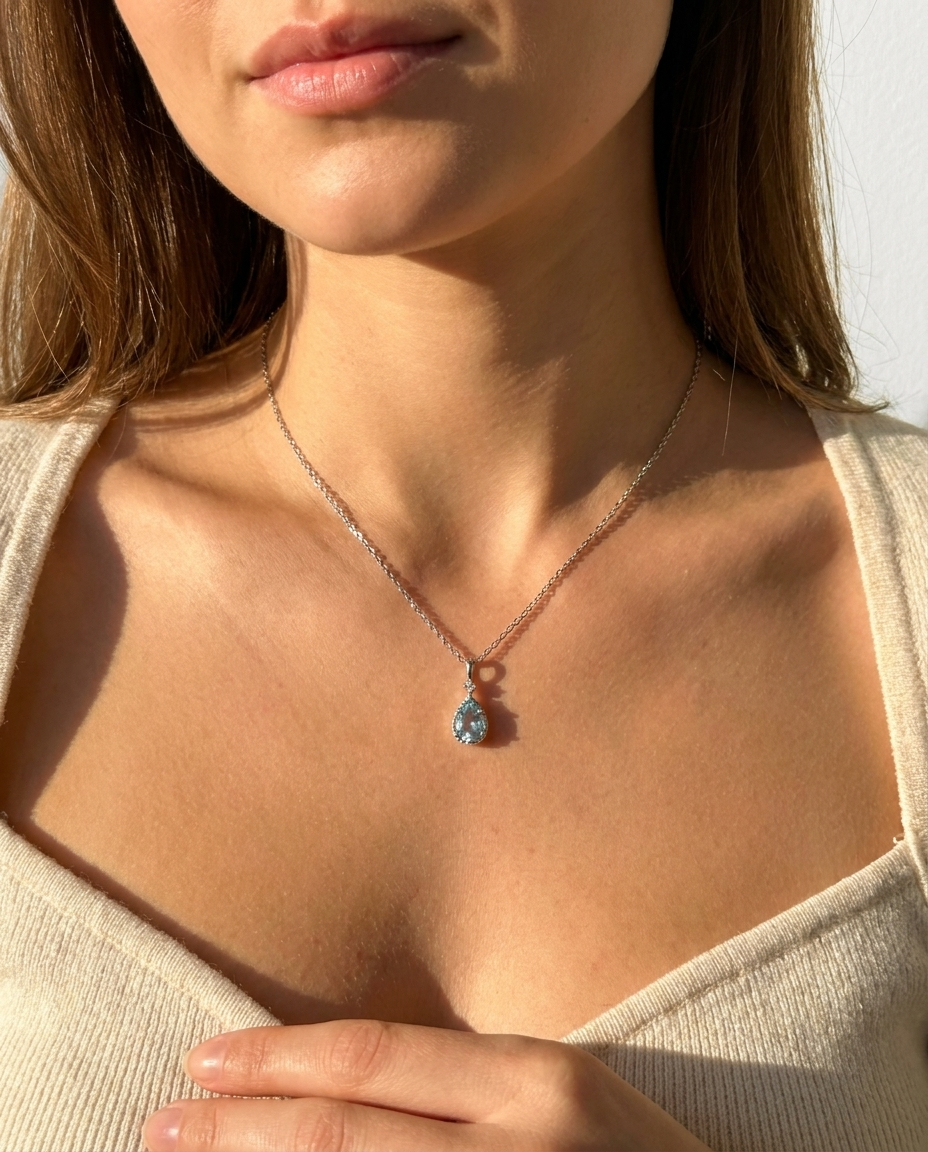 Teardrop Crystal Pendant Necklace