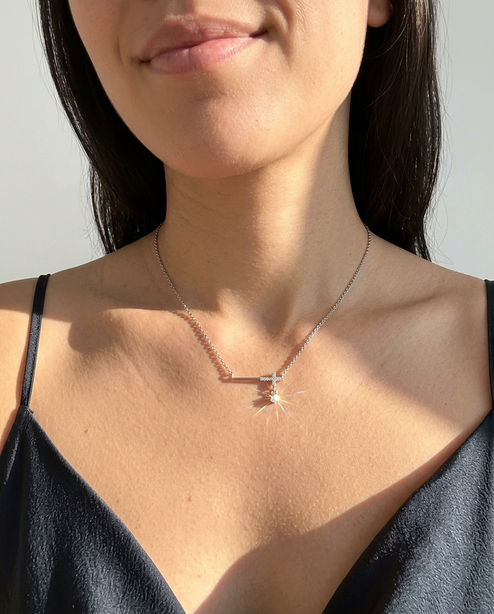 Pavé Cross Bar Necklace