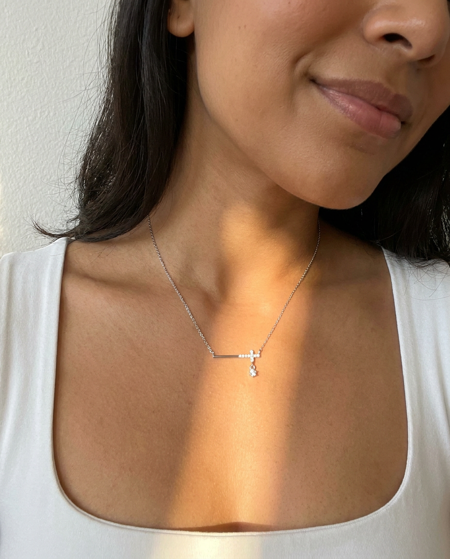 Pavé Cross Bar Necklace