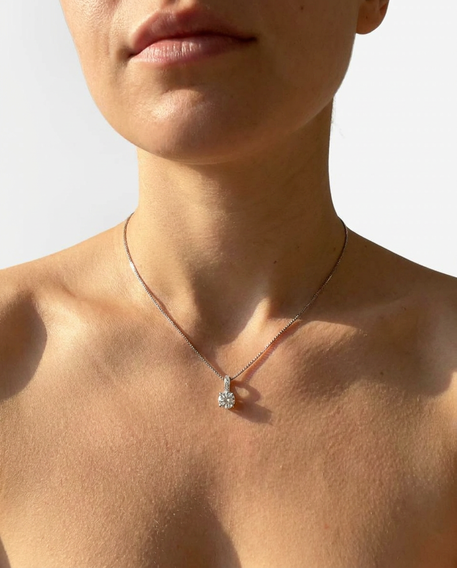 Solitaire Zircon Pendant Necklace