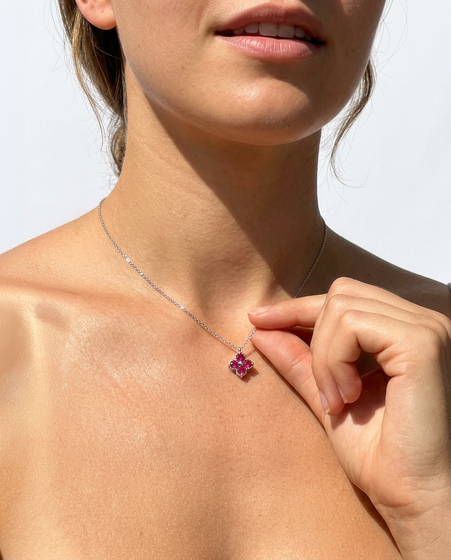 Pomegranate Clover Necklace