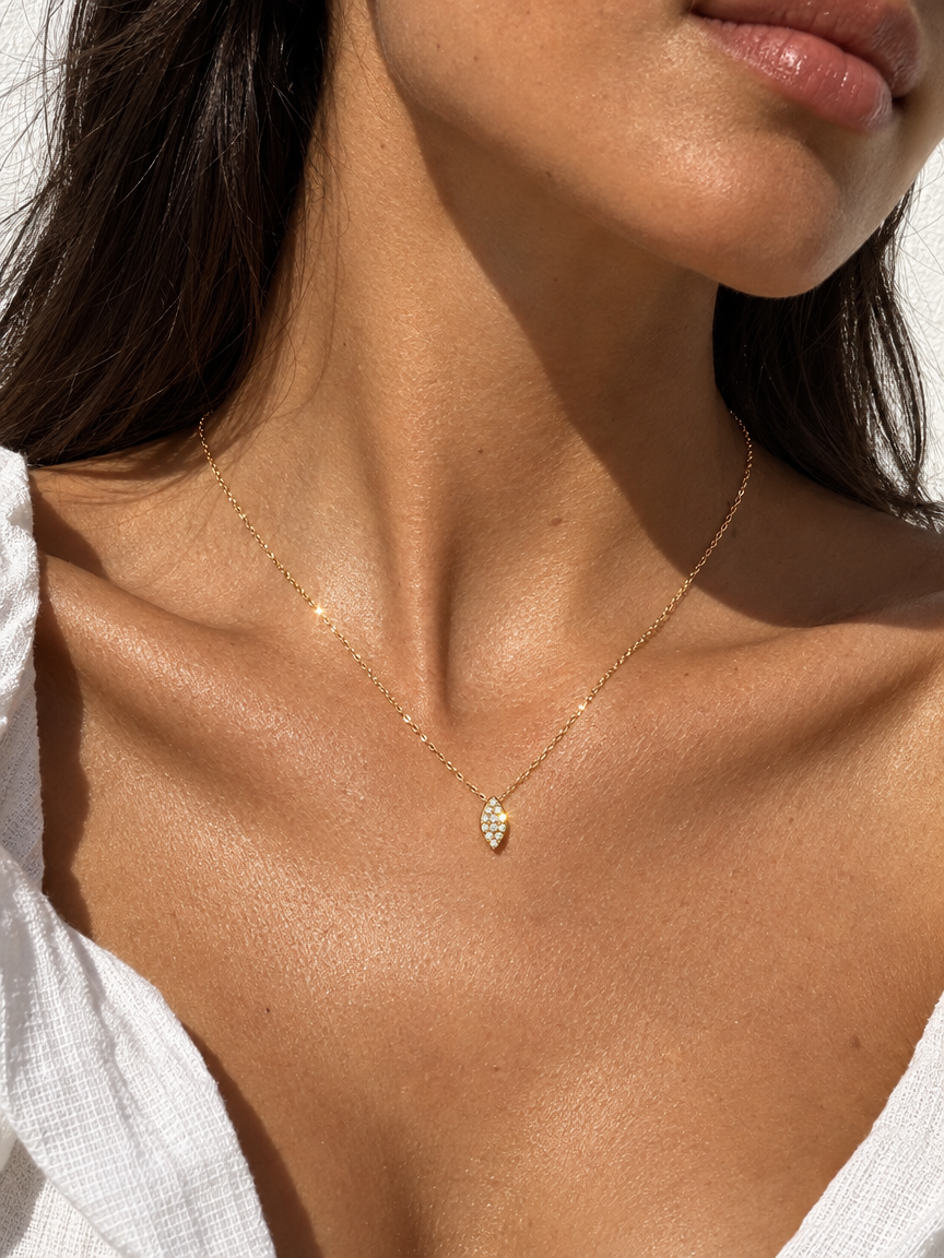 Pavé Oval Pendant Necklace