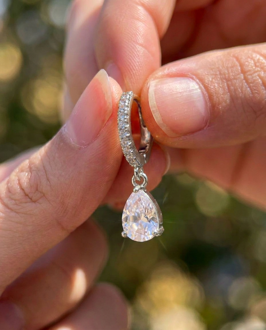 Crystal Drop Hoops