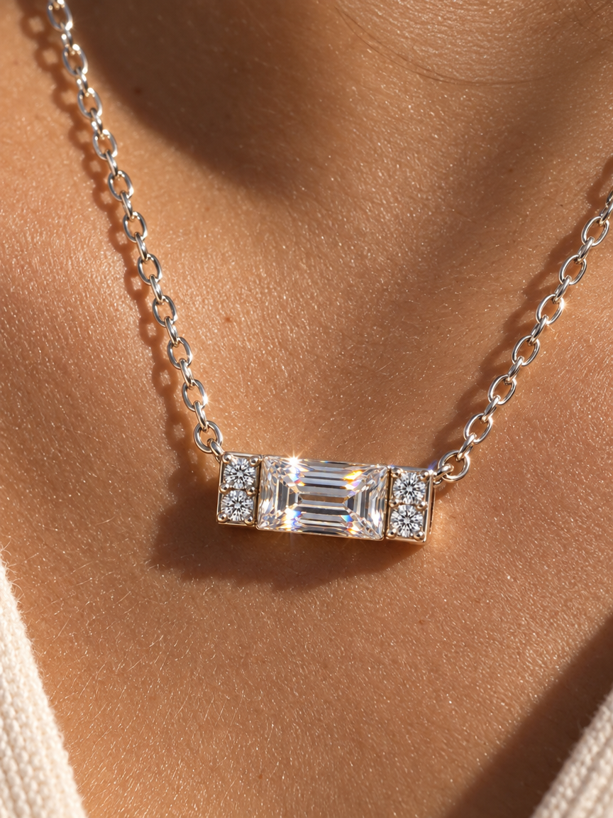 Baguette-Cut Pendant Necklace