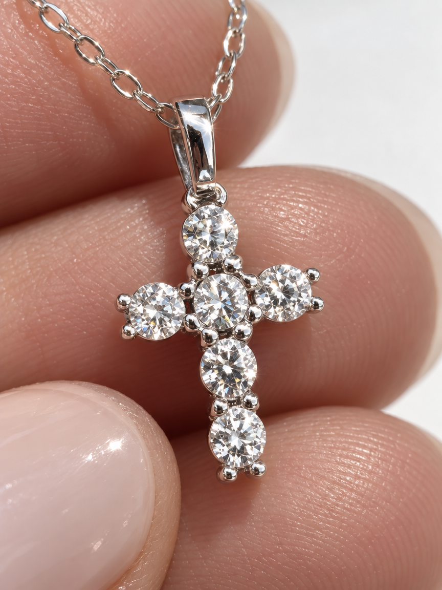 Cluster Cross Necklace