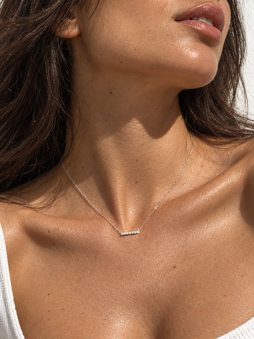 Horizontal Pavé Bar Necklace
