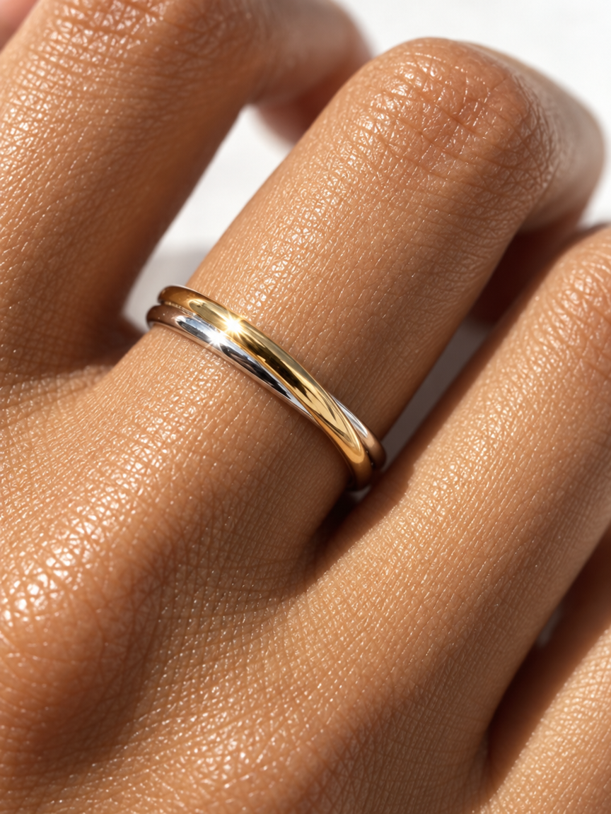 Two-Tone Twisted Ring