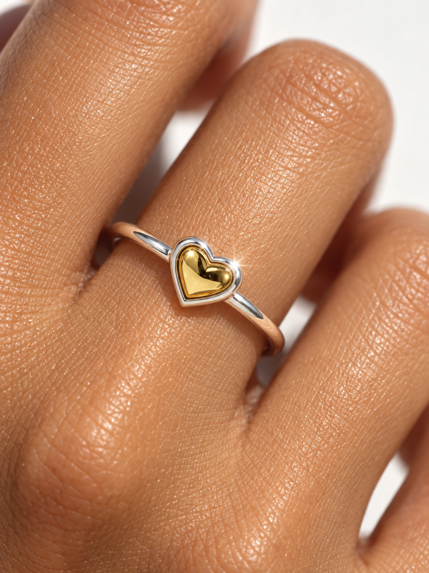 Two-Tone Heart Ring