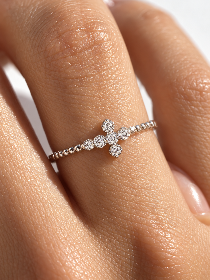 Bezel Cross Ring
