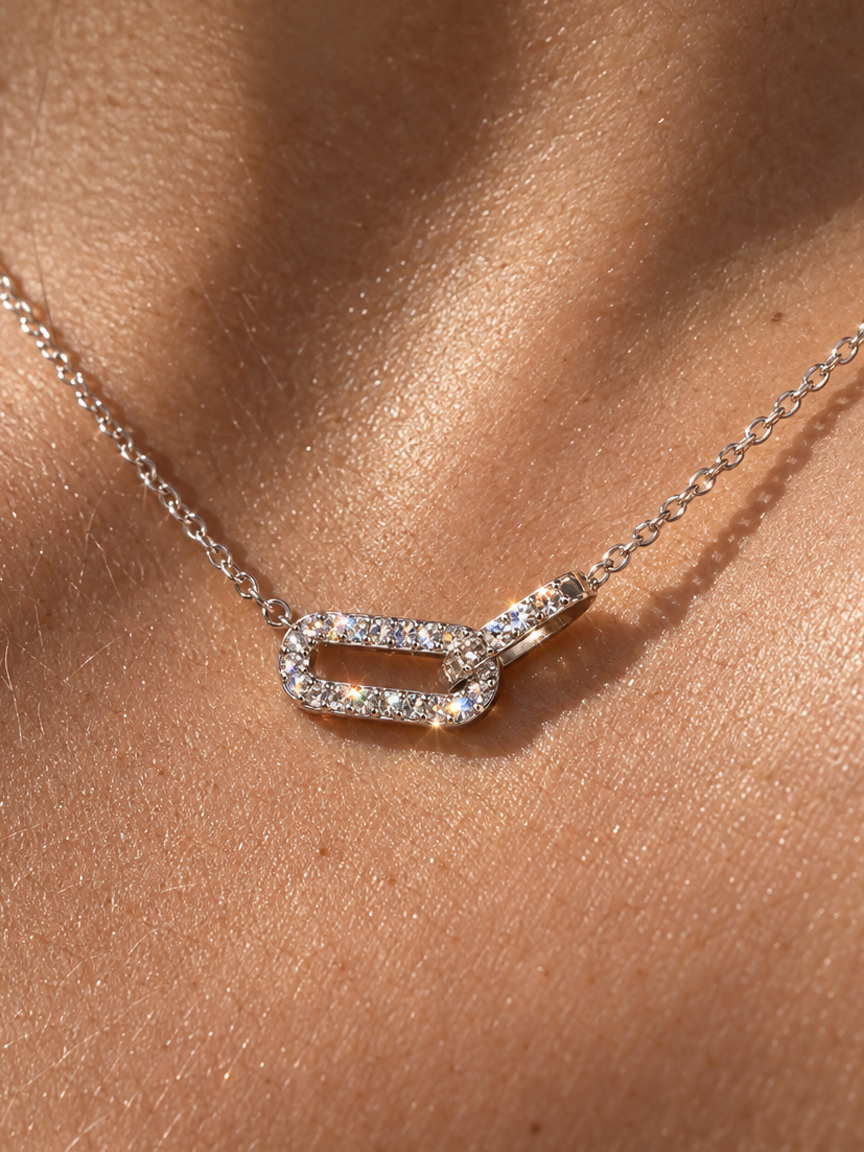 Double Pavé Ring Necklace