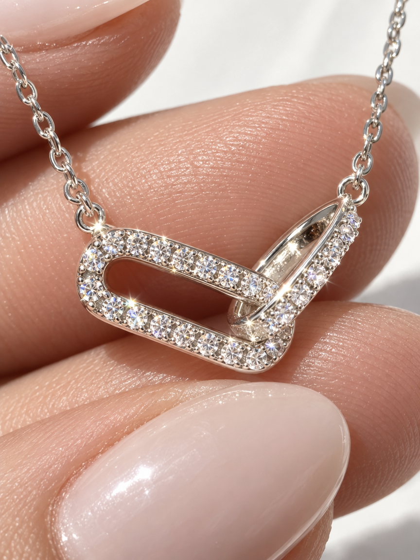 Double Pavé Ring Necklace