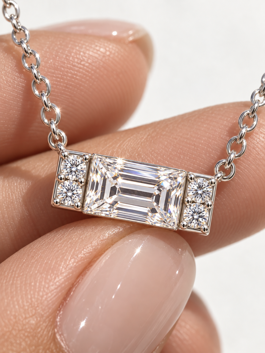 Baguette-Cut Pendant Necklace