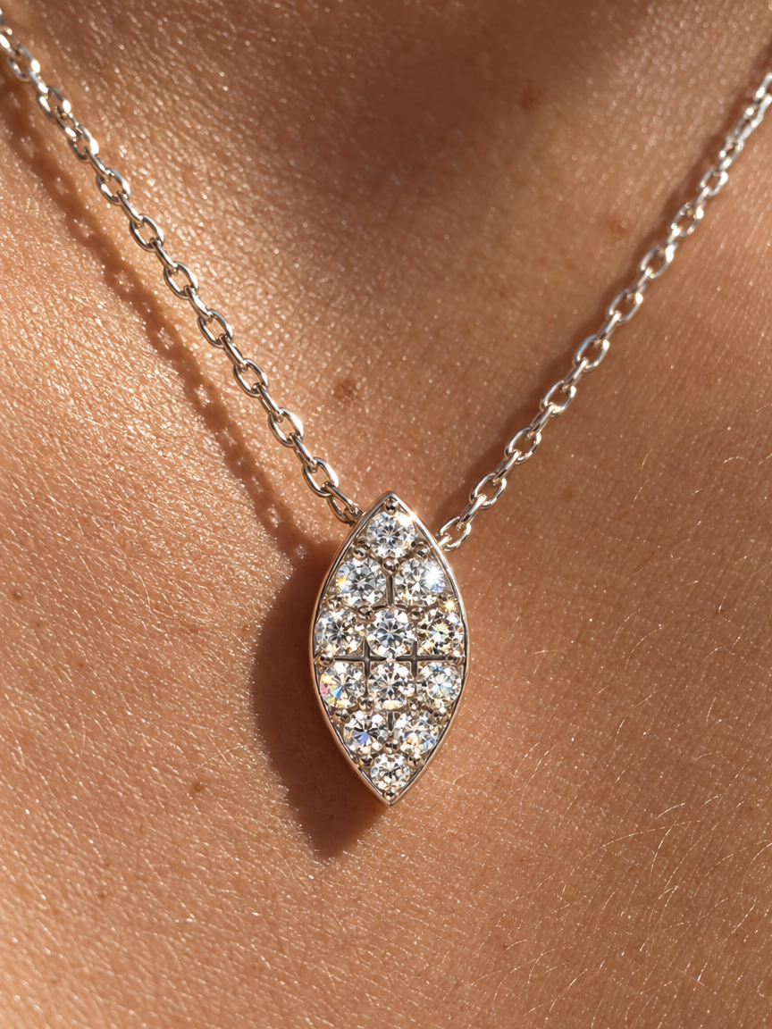 Pavé Oval Pendant Necklace
