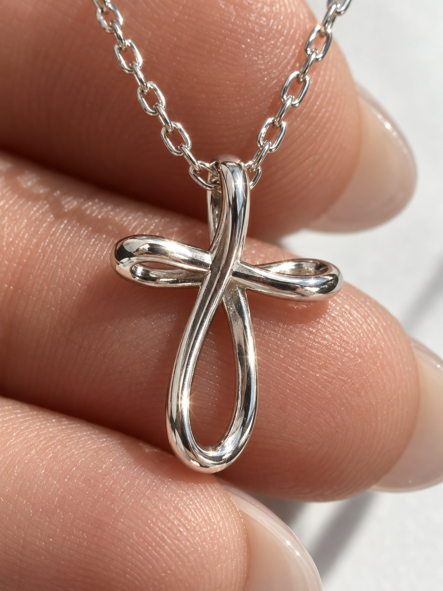 Ribbon Cross Pendant Necklace
