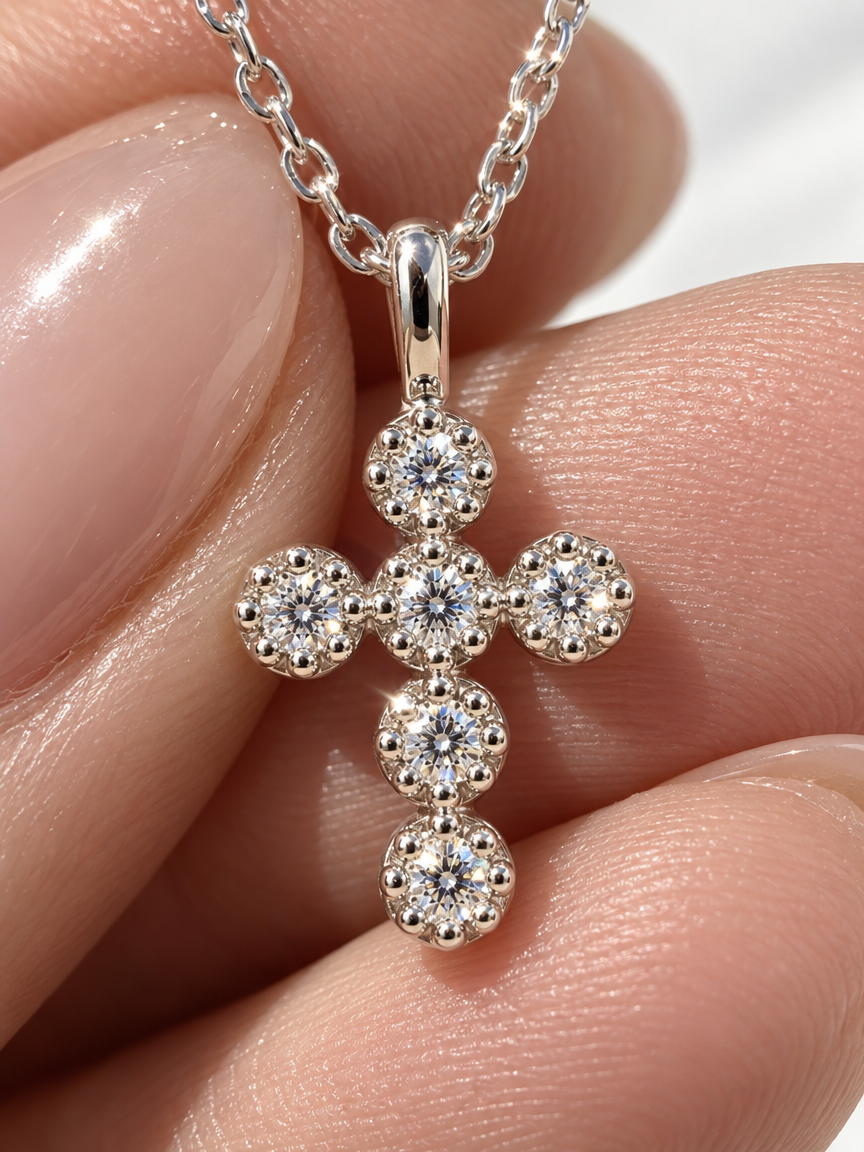 Bezel Cross Pendant Necklace