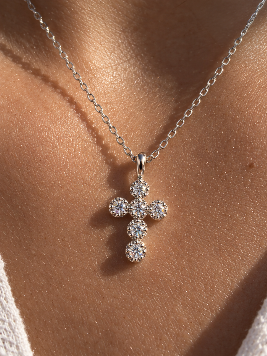 Bezel Cross Pendant Necklace