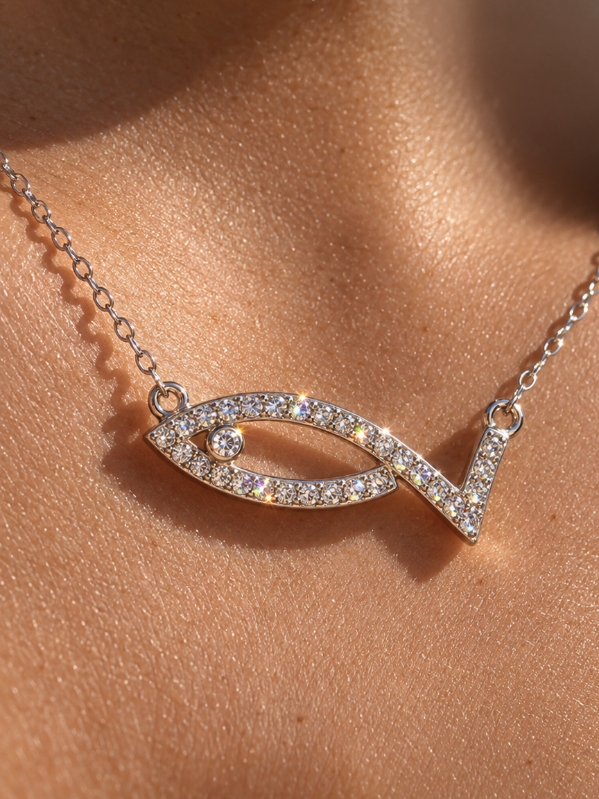 Pavé Fish Pendant Necklace