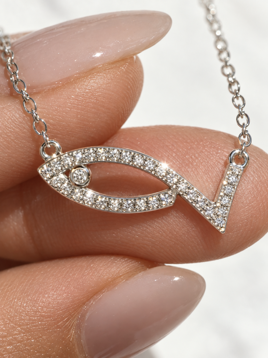 Pavé Fish Pendant Necklace