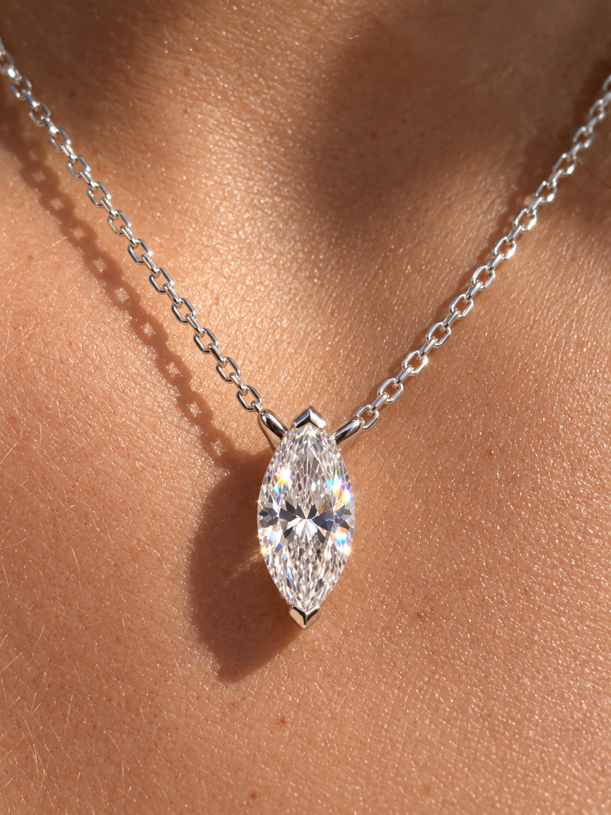 Marquise Solitaire Pendant Necklace