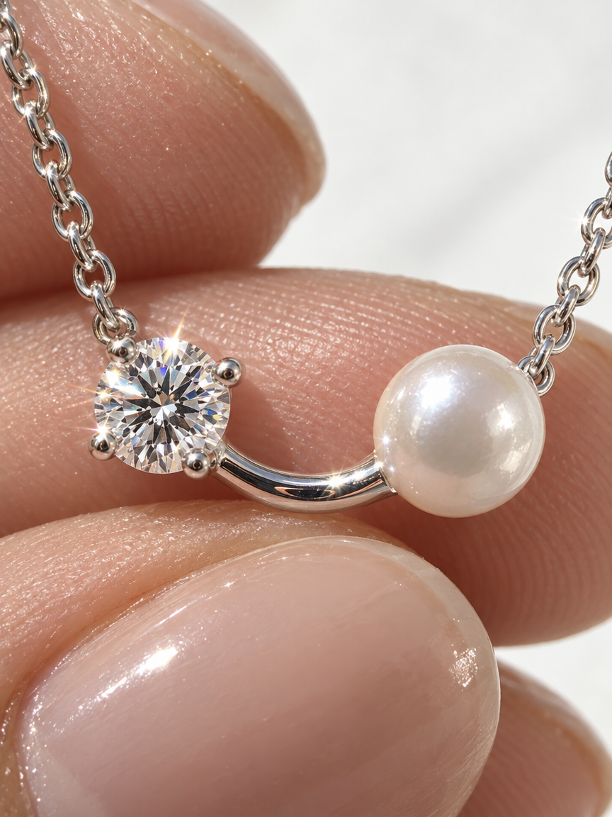 Pearl & Zirconia Accent Necklace