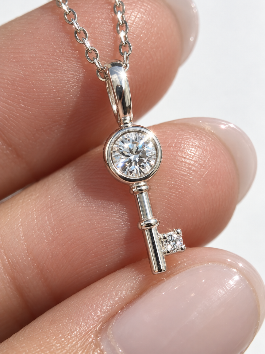 Sparkle Key Pendant Necklace