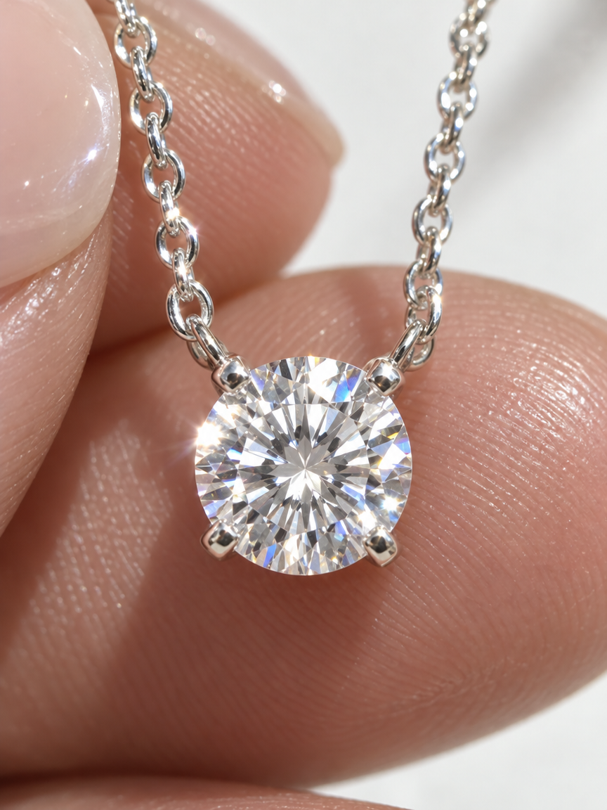 Classic Solitaire Pendant Necklace
