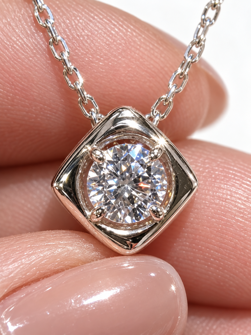 Cushion Solitaire Necklace