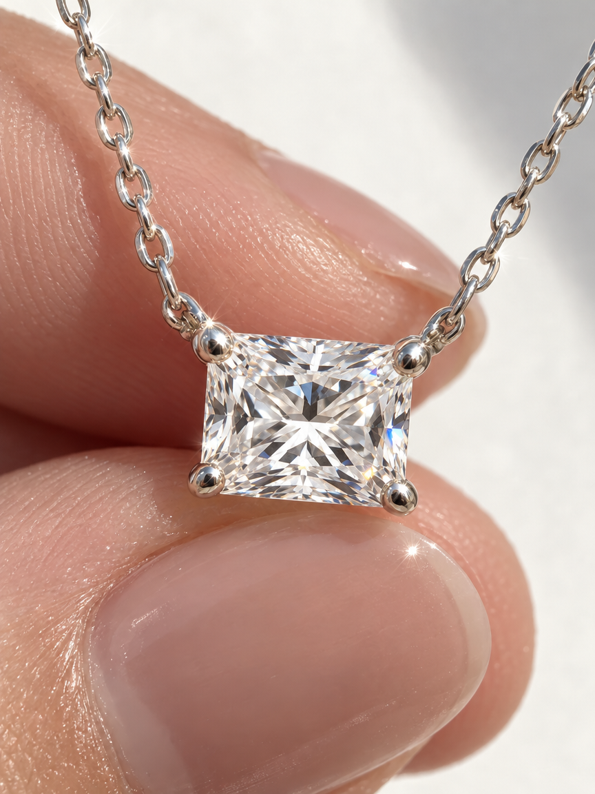 Step-Cut Solitaire Necklace