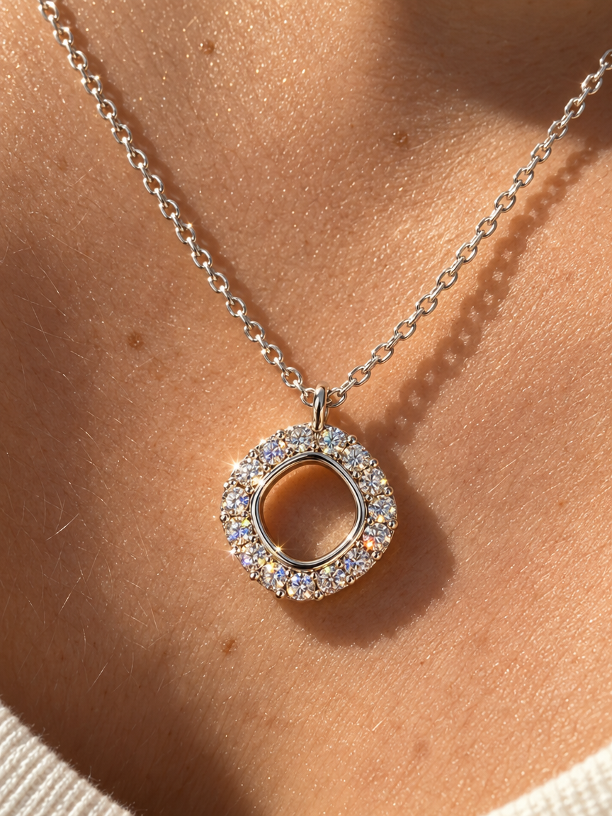 Open Pavé Rhombus Necklace