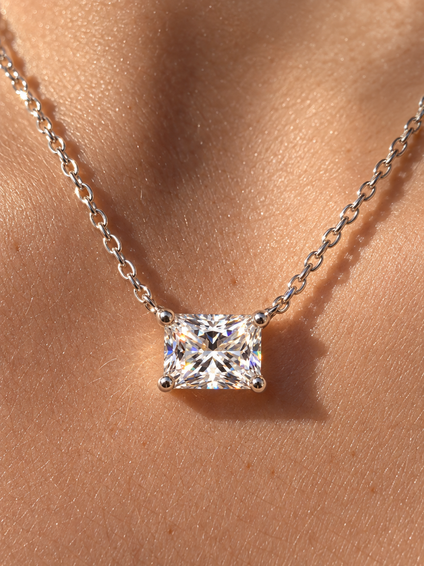 Step-Cut Solitaire Necklace