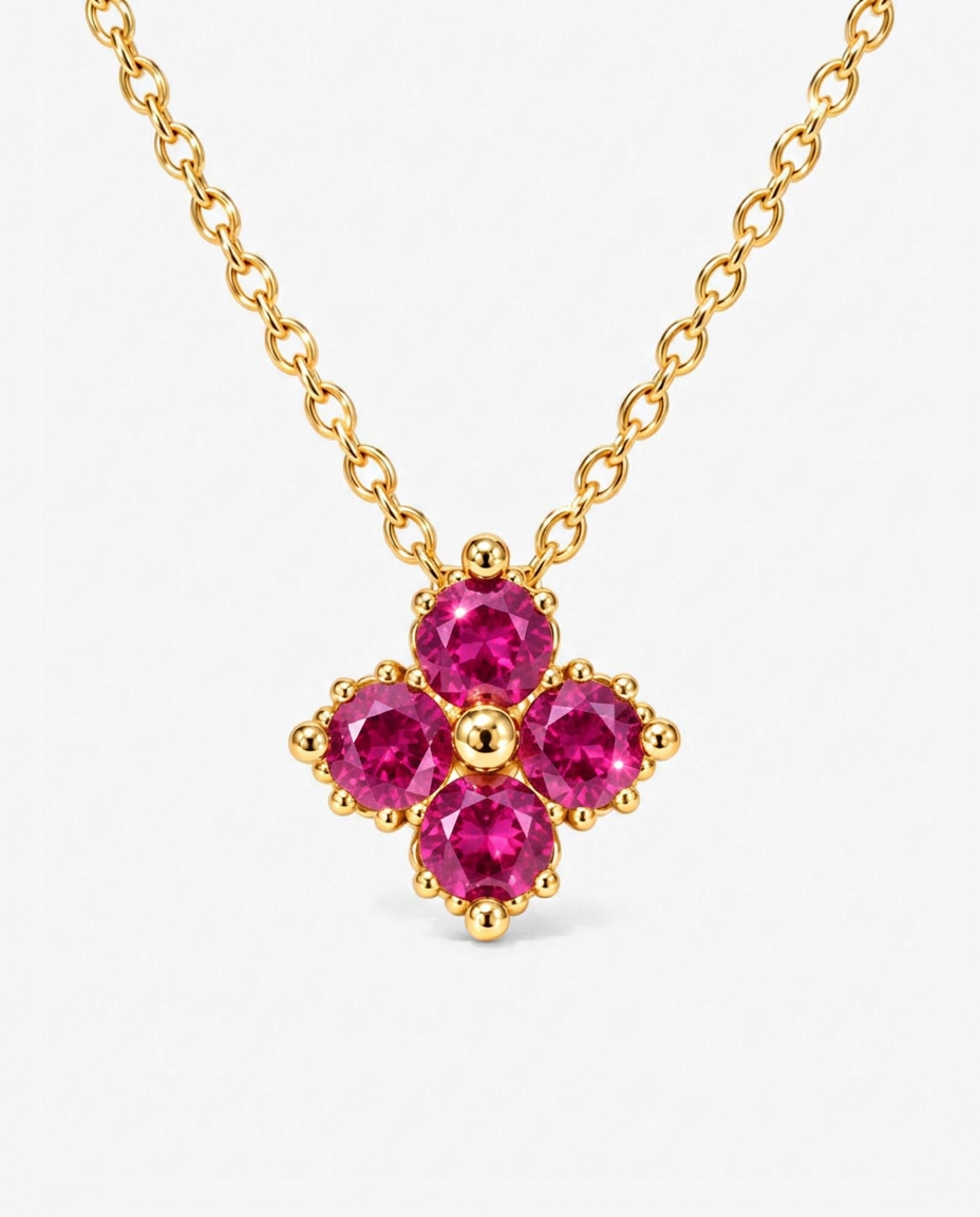Pomegranate Clover Necklace