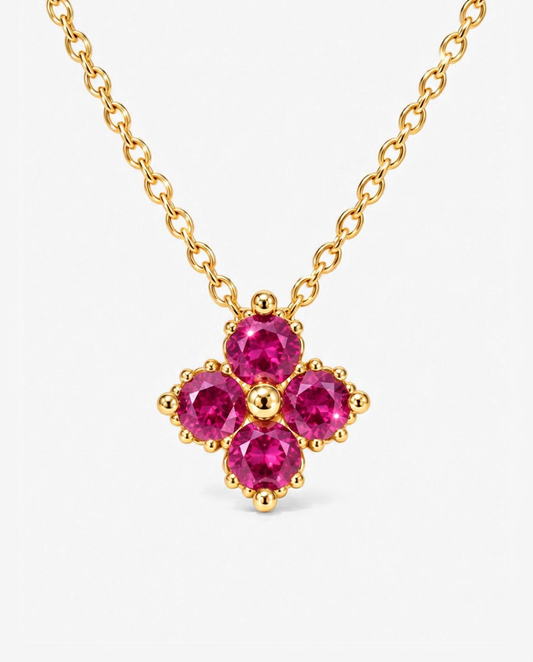 Pomegranate Clover Necklace