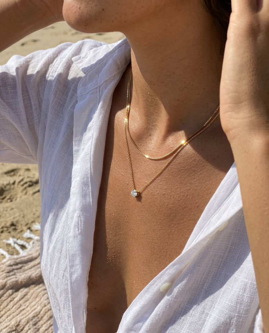 Solitaire & Box Necklace Set