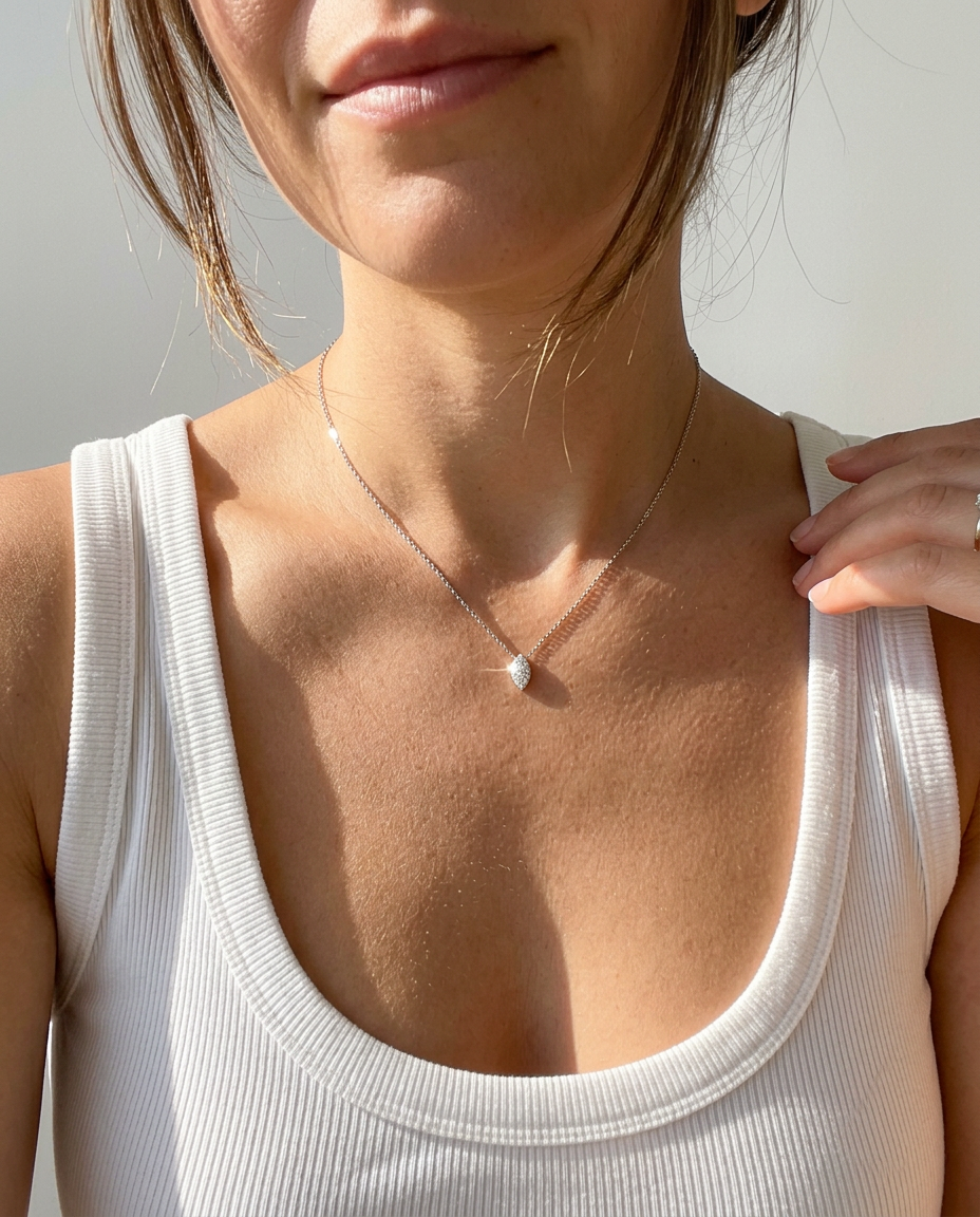 Pavé Oval Pendant Necklace