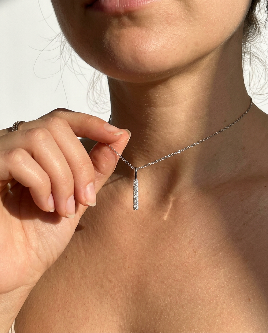 Vertical Pavé Bar Necklace