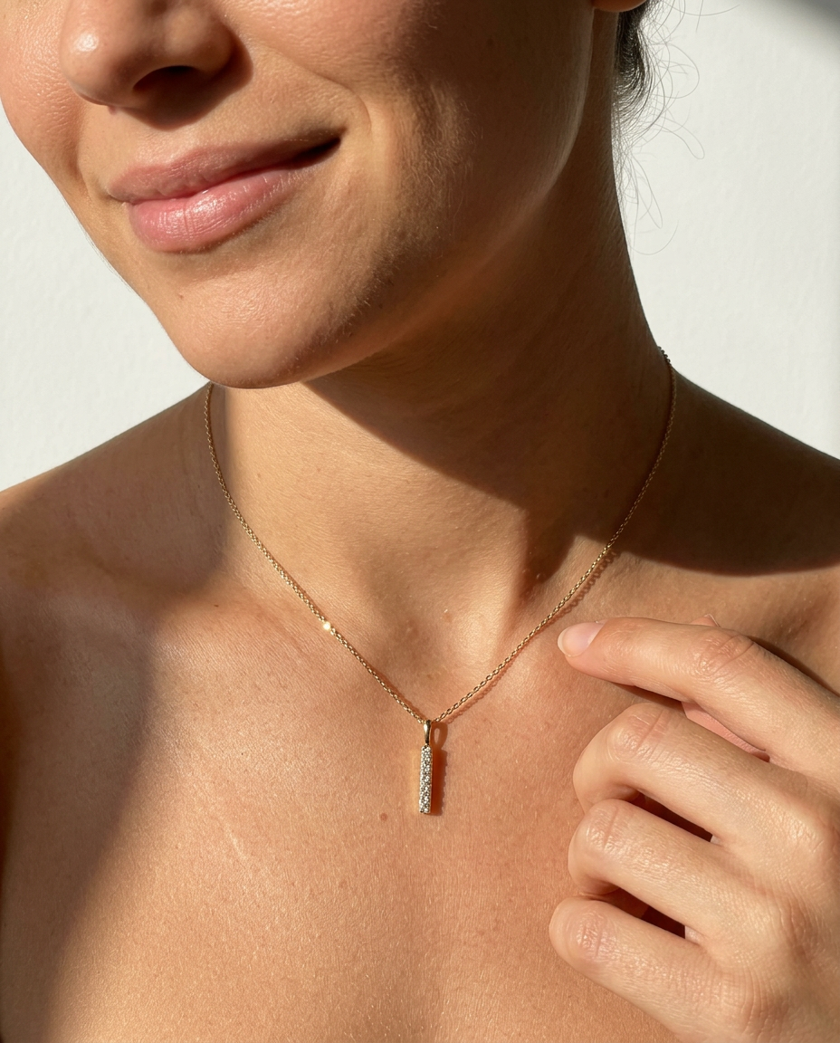 Vertical Pavé Bar Necklace