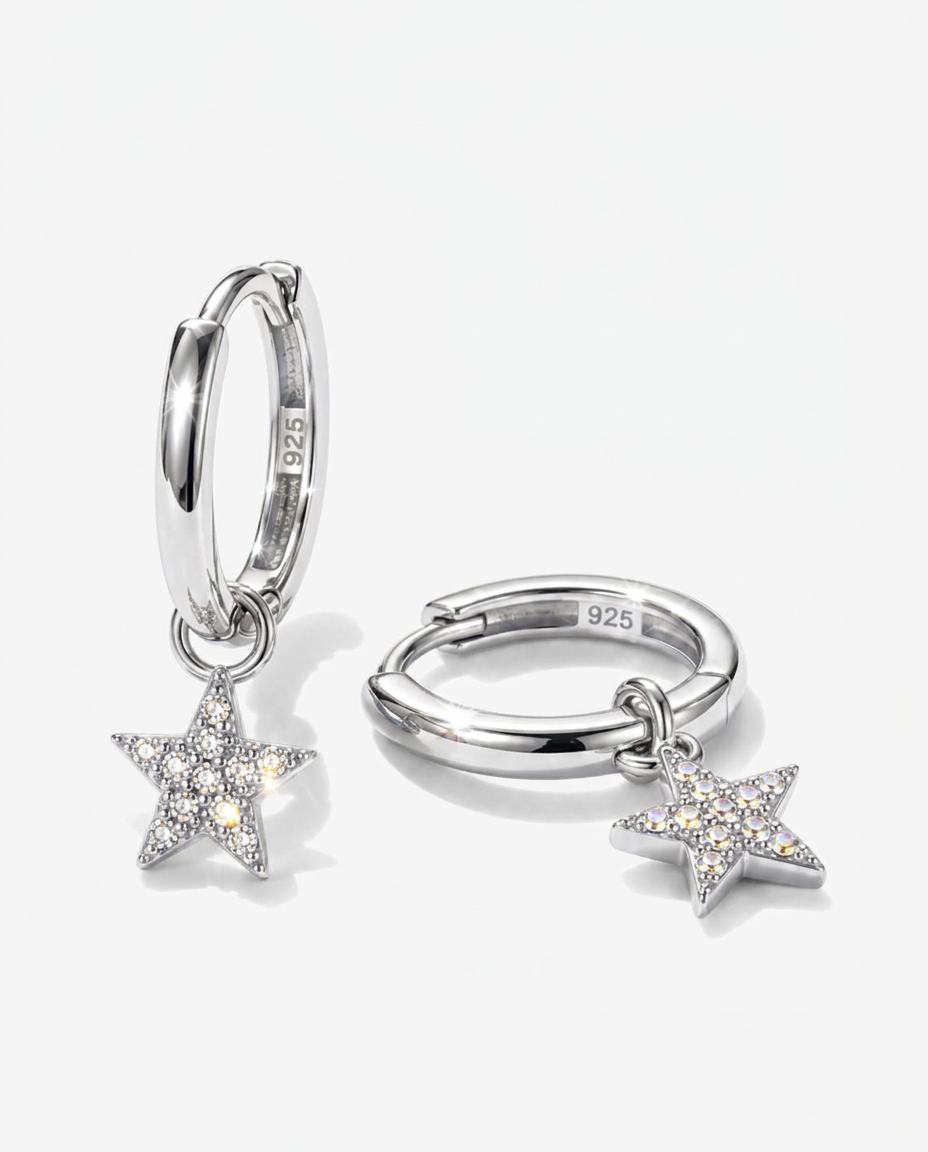 Pavé Star Drop Earrings