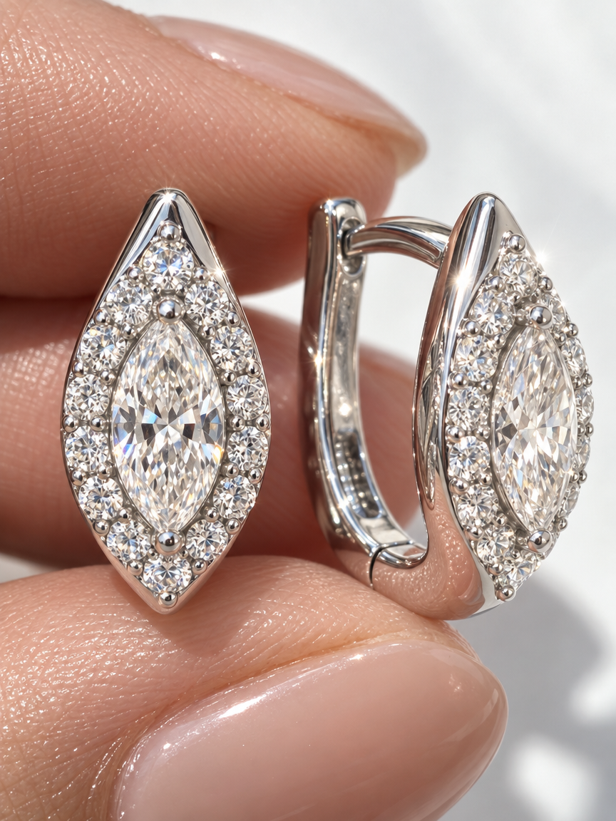 Marquise Halo Huggies