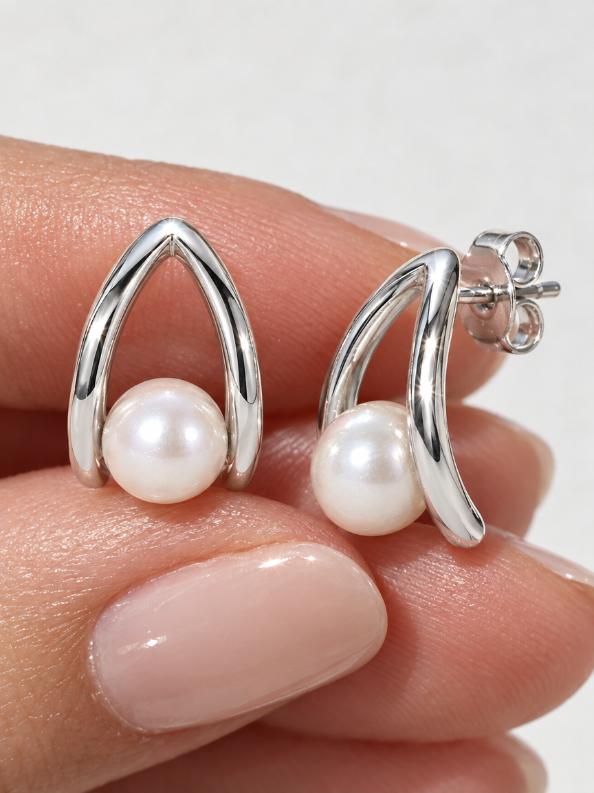 Hollow Pearl Studs