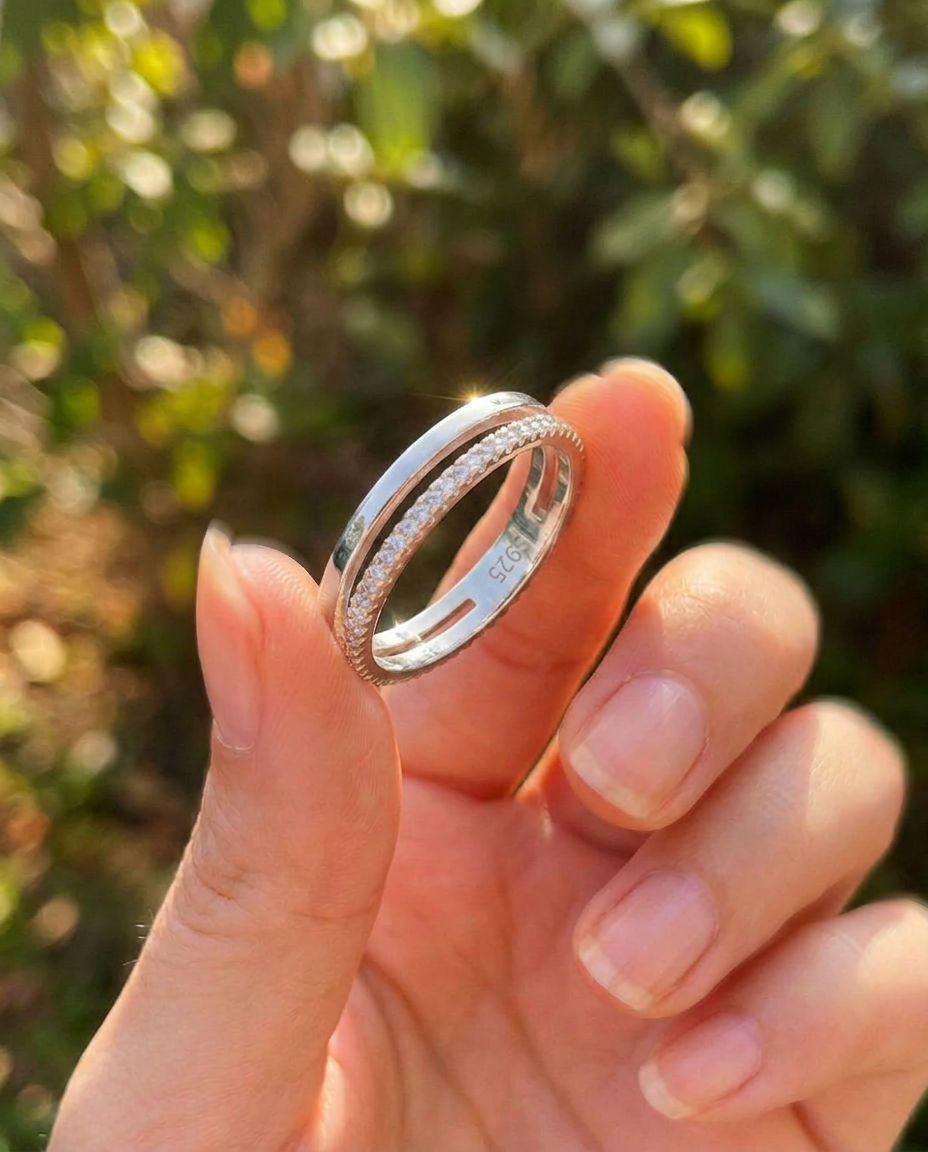 Double Band Pavé Ring