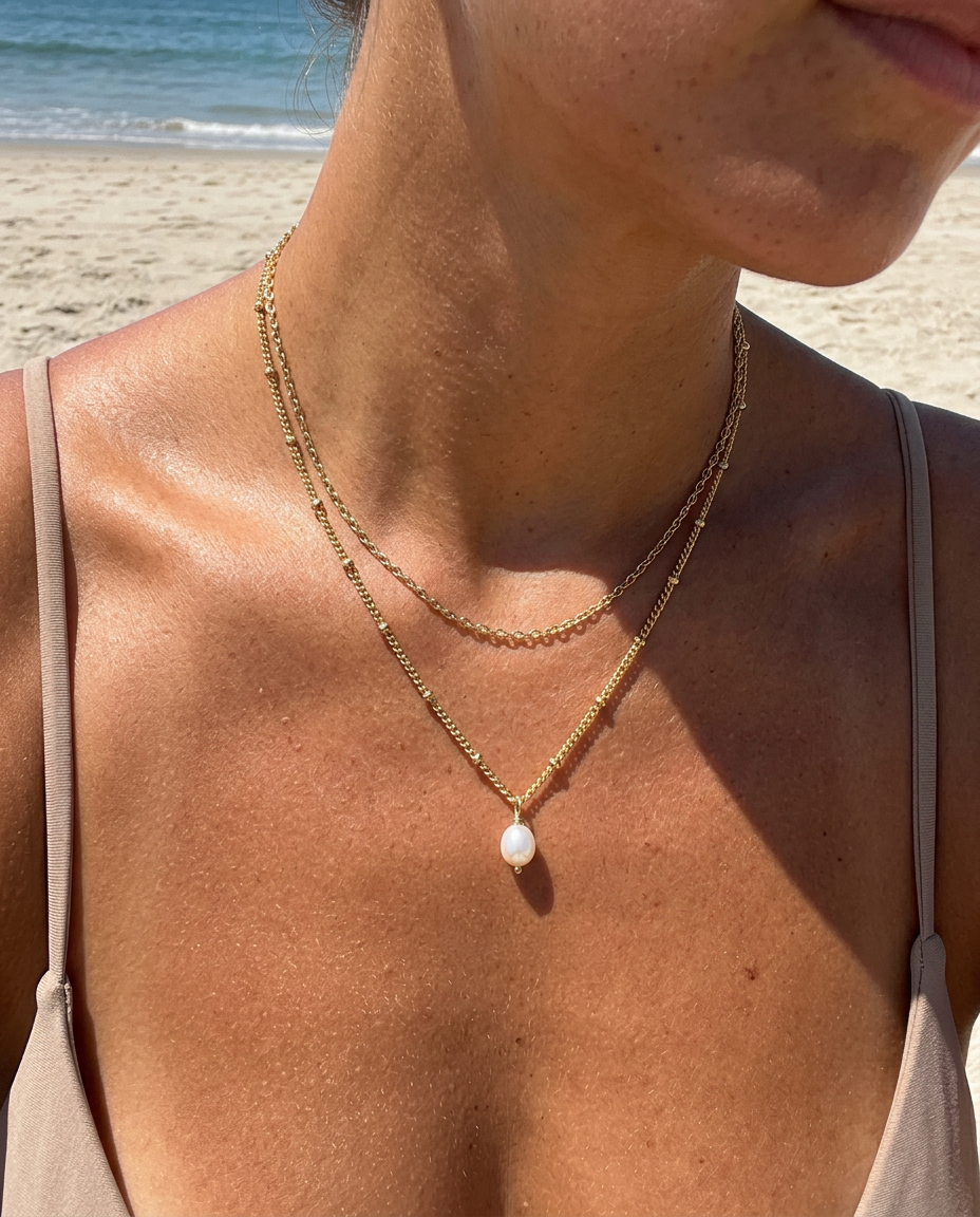 Pearl & Cable Necklace Set