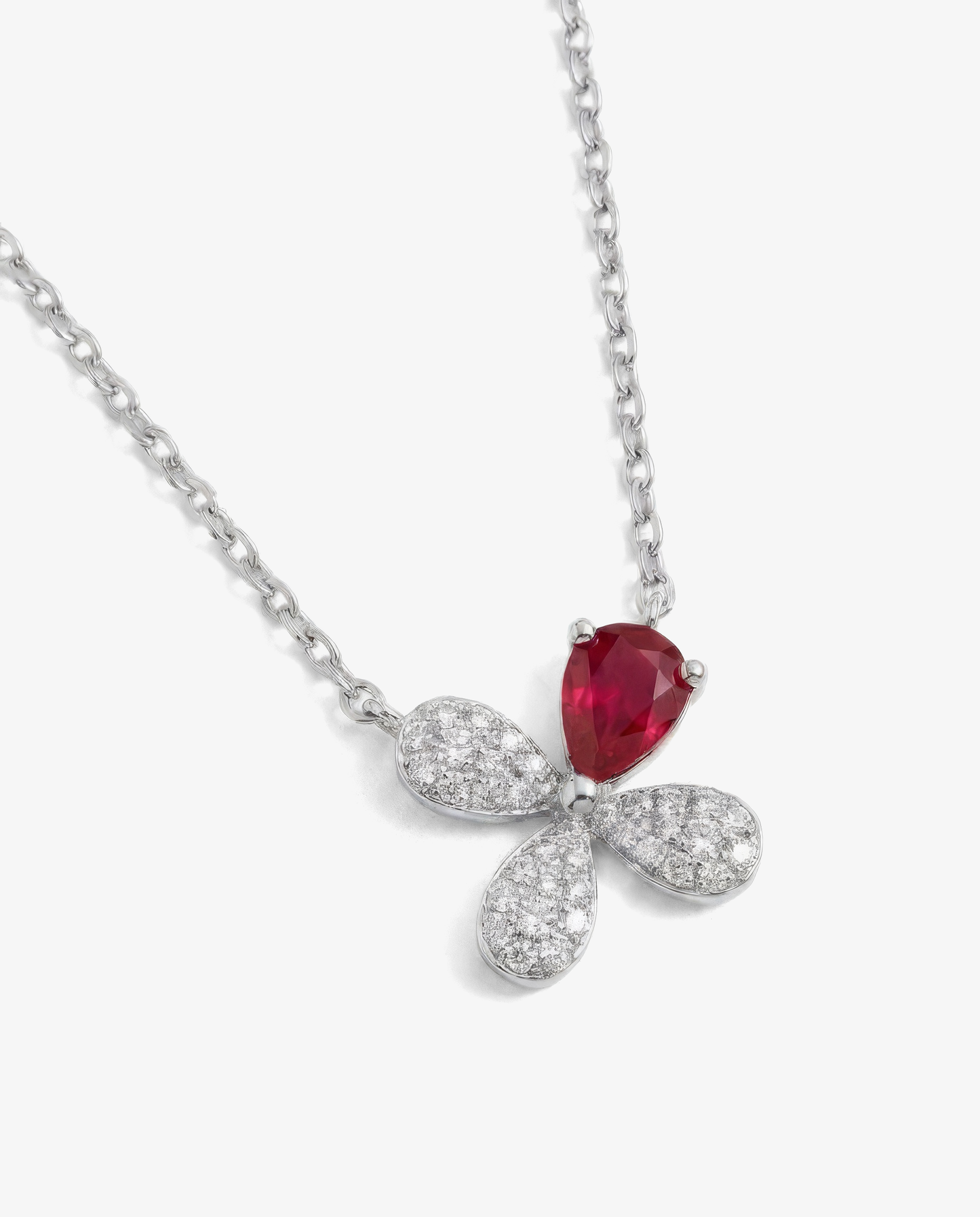 Ruby Clover Pendant Necklace
