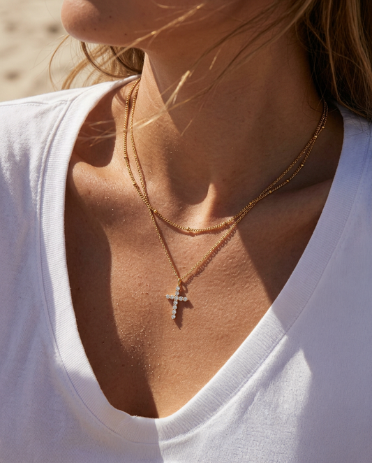 Pavé Cross & Satellite Necklace Set