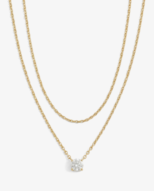 Everyday Solitaire & Cable Necklace Set