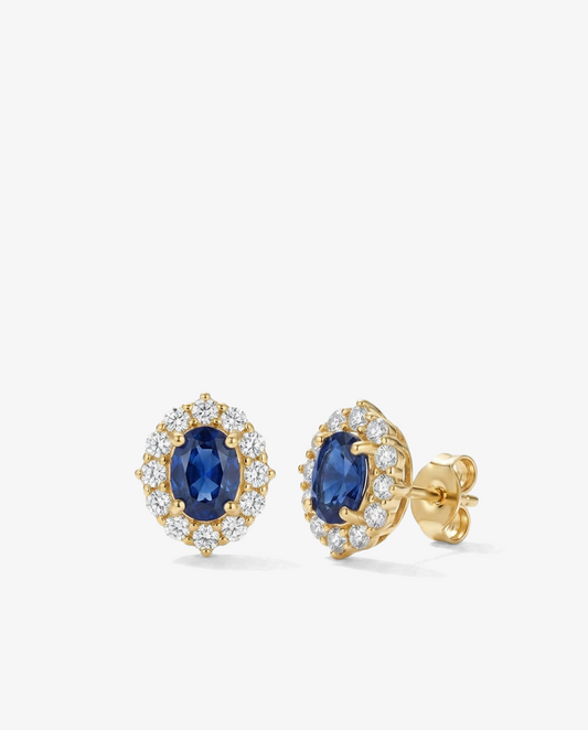 Sapphire Halo Studs