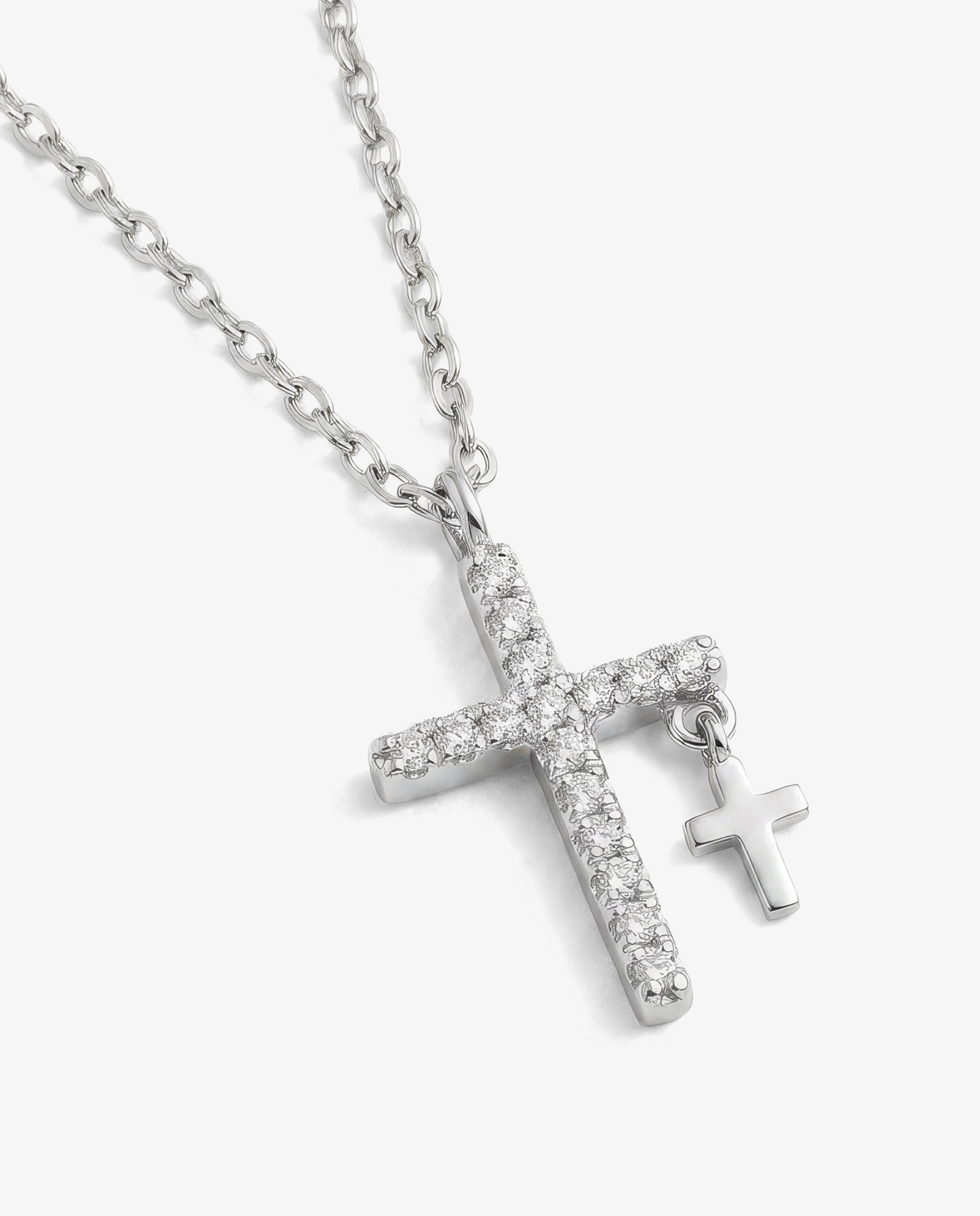 Double Cross Pavé Necklace
