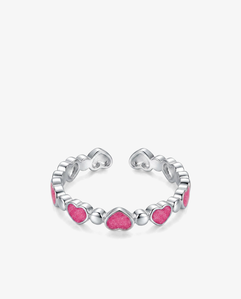Enamel Heart Cluster Ring