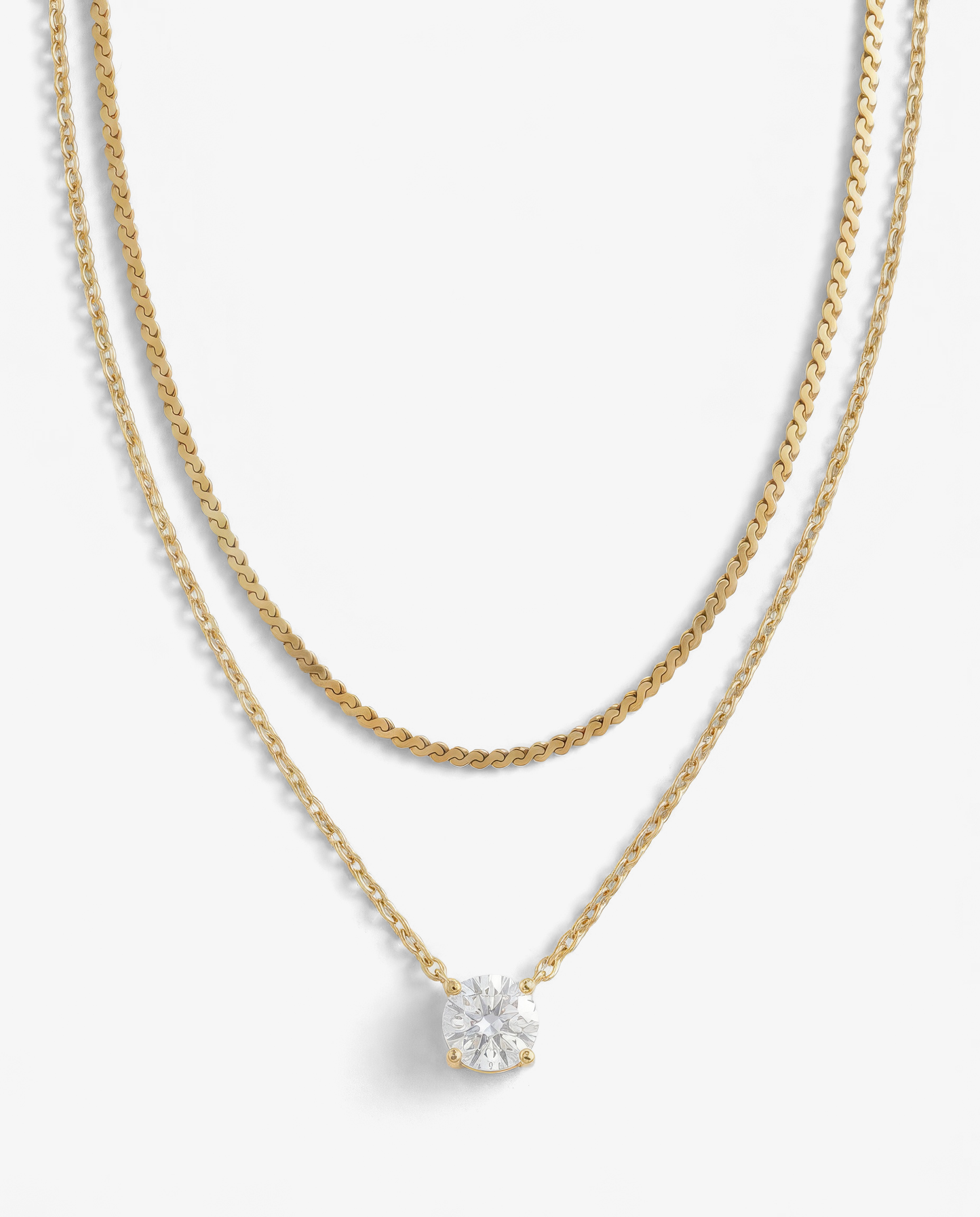 Solitaire & S-Chain Necklace Set