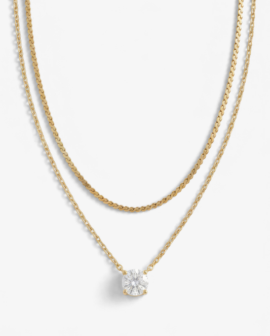 Solitaire & S-Chain Necklace Set